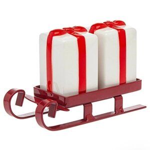 NEW in Box GODINGER GATHERINGS Sleigh Salt and Pepper Shaker Set Red White